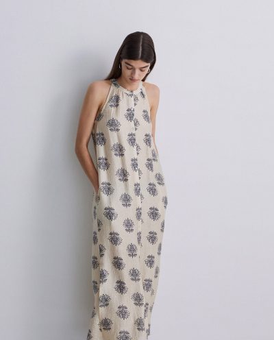 Vestido largo halter estampado - Imagen 2