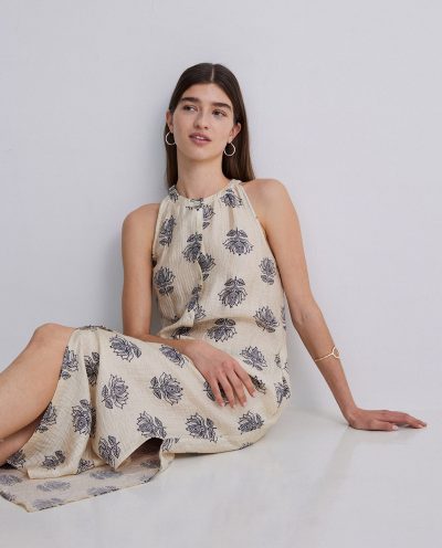 Vestido largo halter estampado - Imagen 3