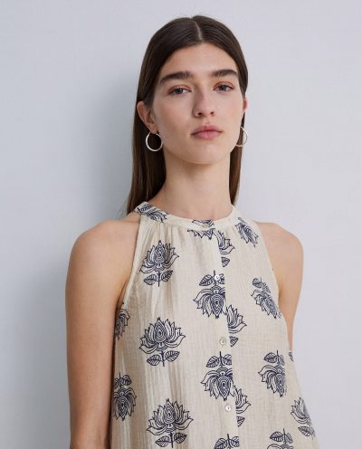 Vestido largo halter estampado - Imagen 4