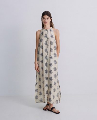 Vestido largo halter estampado - Imagen 6