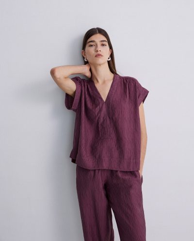 Blusa ondulaciones cuello pico - Imagen 4