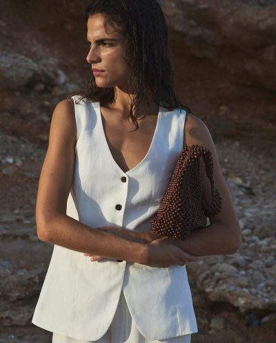 Chaleco largo tencel y lino
