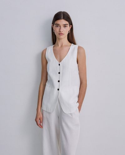 Chaleco largo tencel y lino - Imagen 5