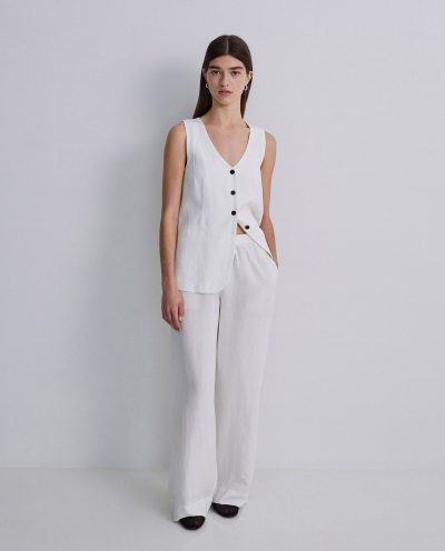 Pantalón mezcla lino wide leg - Imagen 6