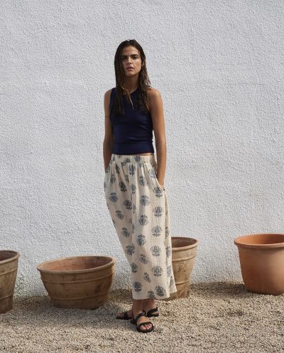 Falda midi estampado flores