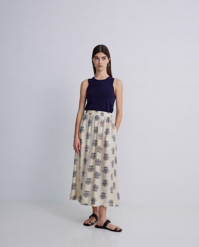 Falda midi estampado flores - Imagen 4
