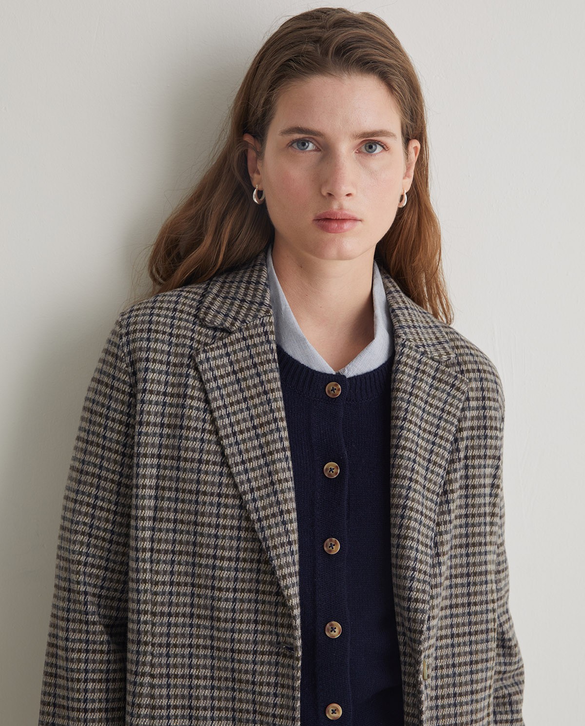 YERSE - Blazer algodón pata de gallo