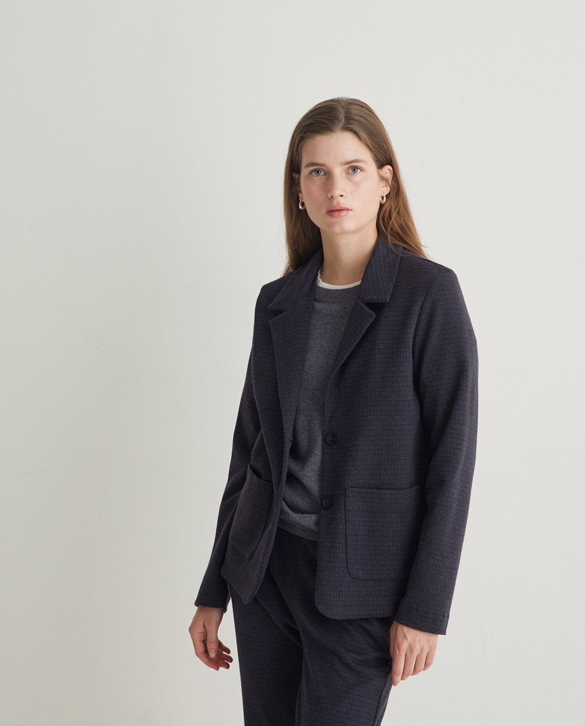 YERSE - Blazer punto Jacquard cuadros