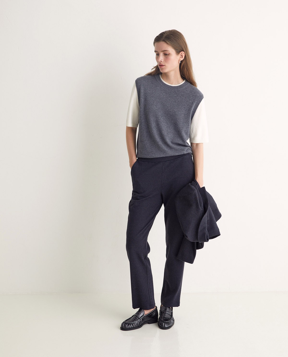 YERSE - Pantalón regular fit Jacquard cuadros