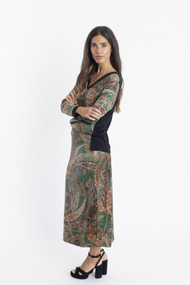 BMB & Co. - Falda midi print con lentejuelas