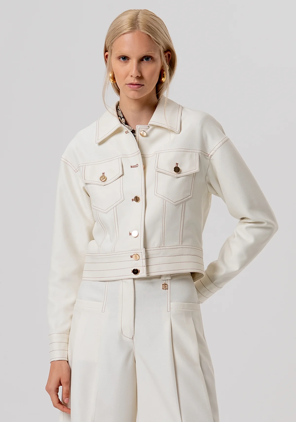 FRACOMINA - Chaqueta de corte regular con bolsillos en el pecho