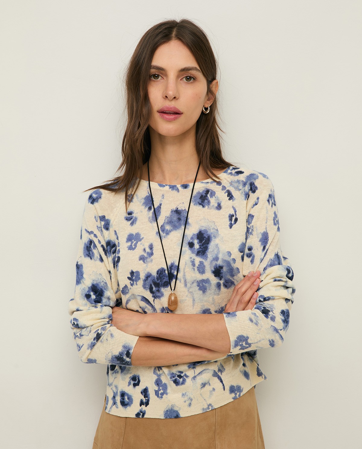 YERSE - Jersey lino y algodón estampado flores