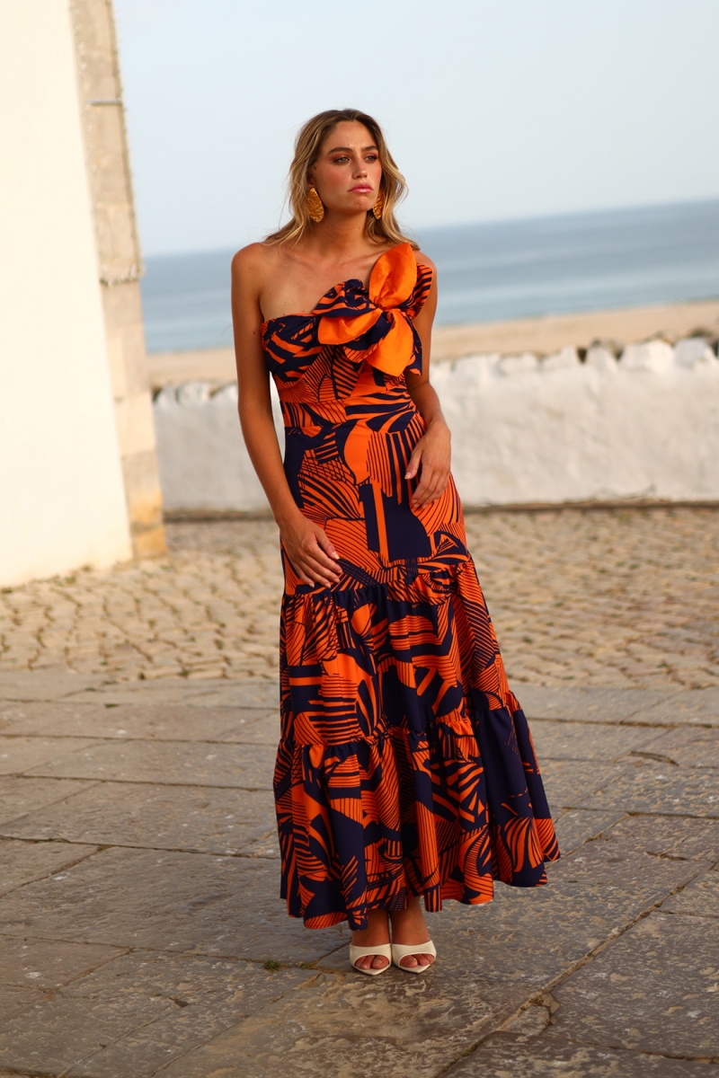 MAGNOLIA KOBUS - Vestido estampado naranja - Curramba