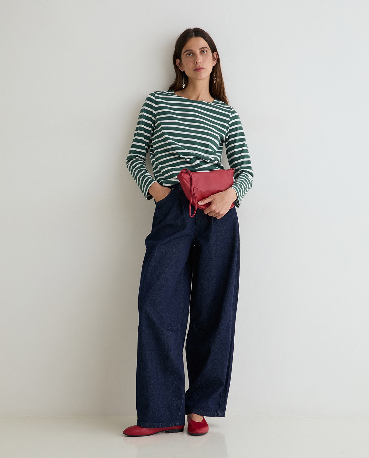 YERSE · Pantalón denim barrel azul oscuro