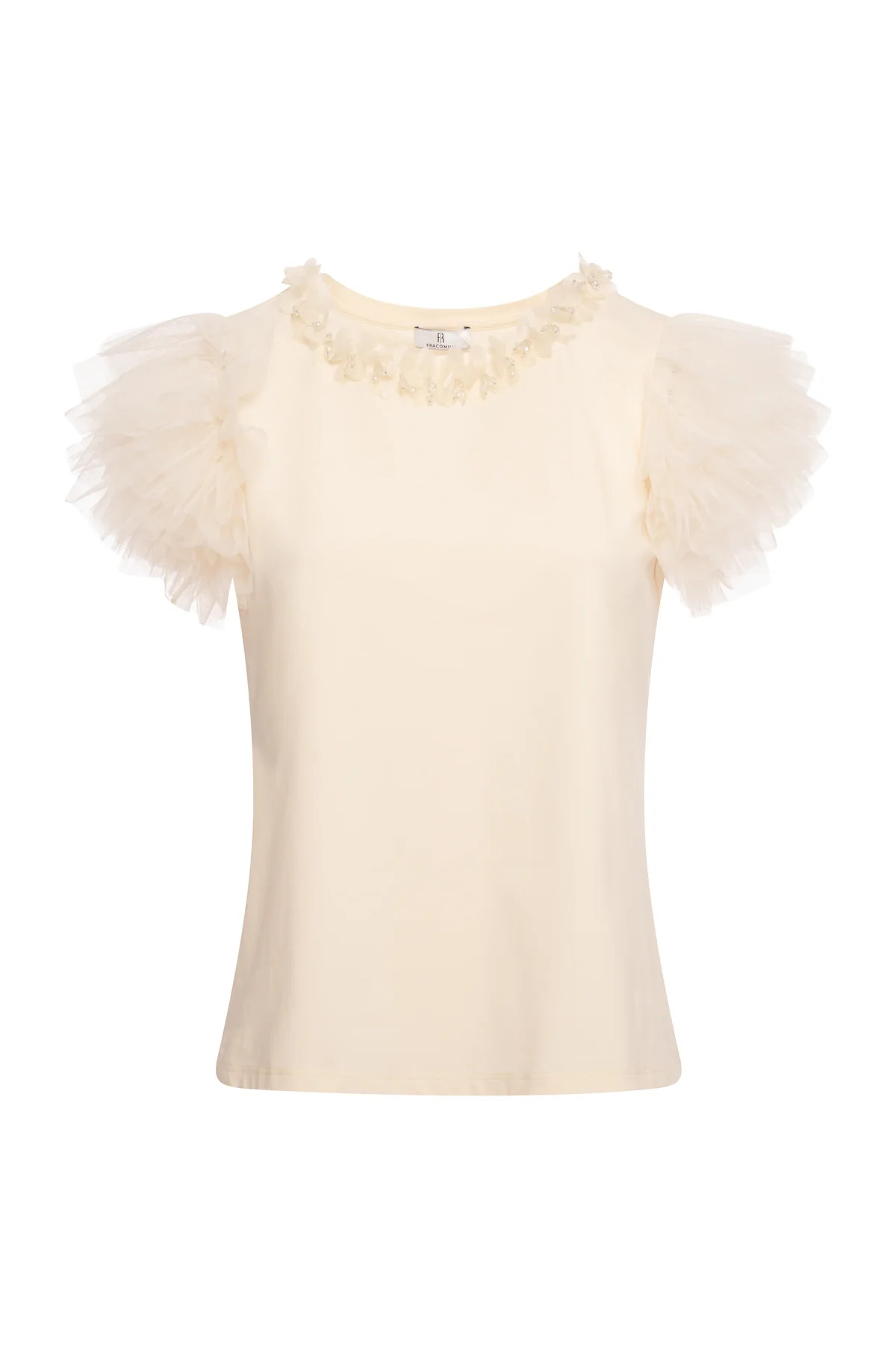 FRACOMINA · Camiseta de algodón con apliques