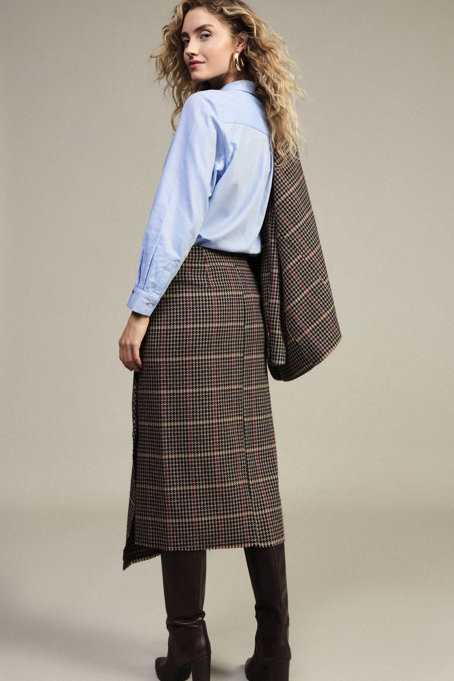 DIXIE · Falda midi de pata de gallo - Imagen 2