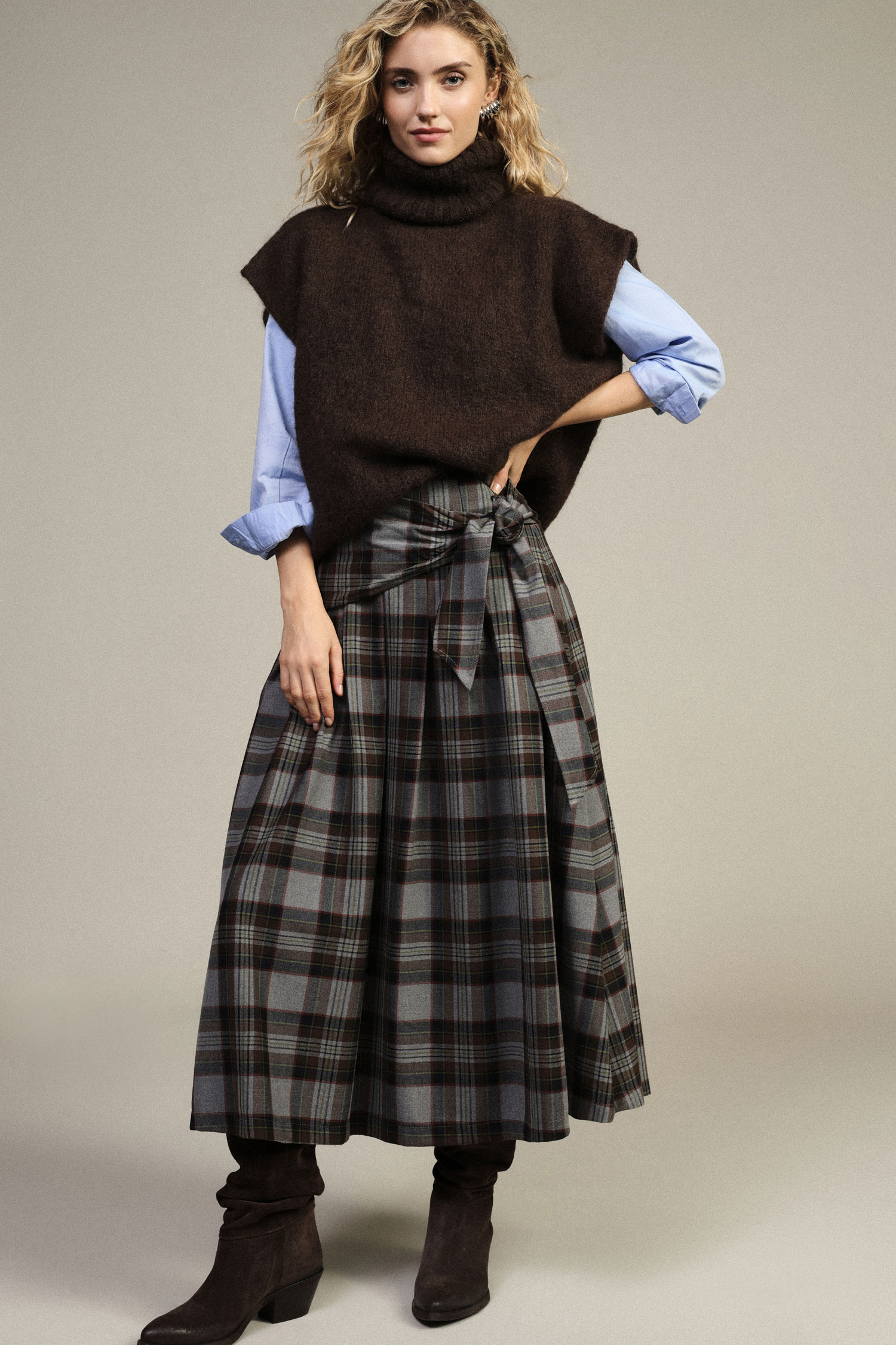 DIXIE · Falda larga de cuadros