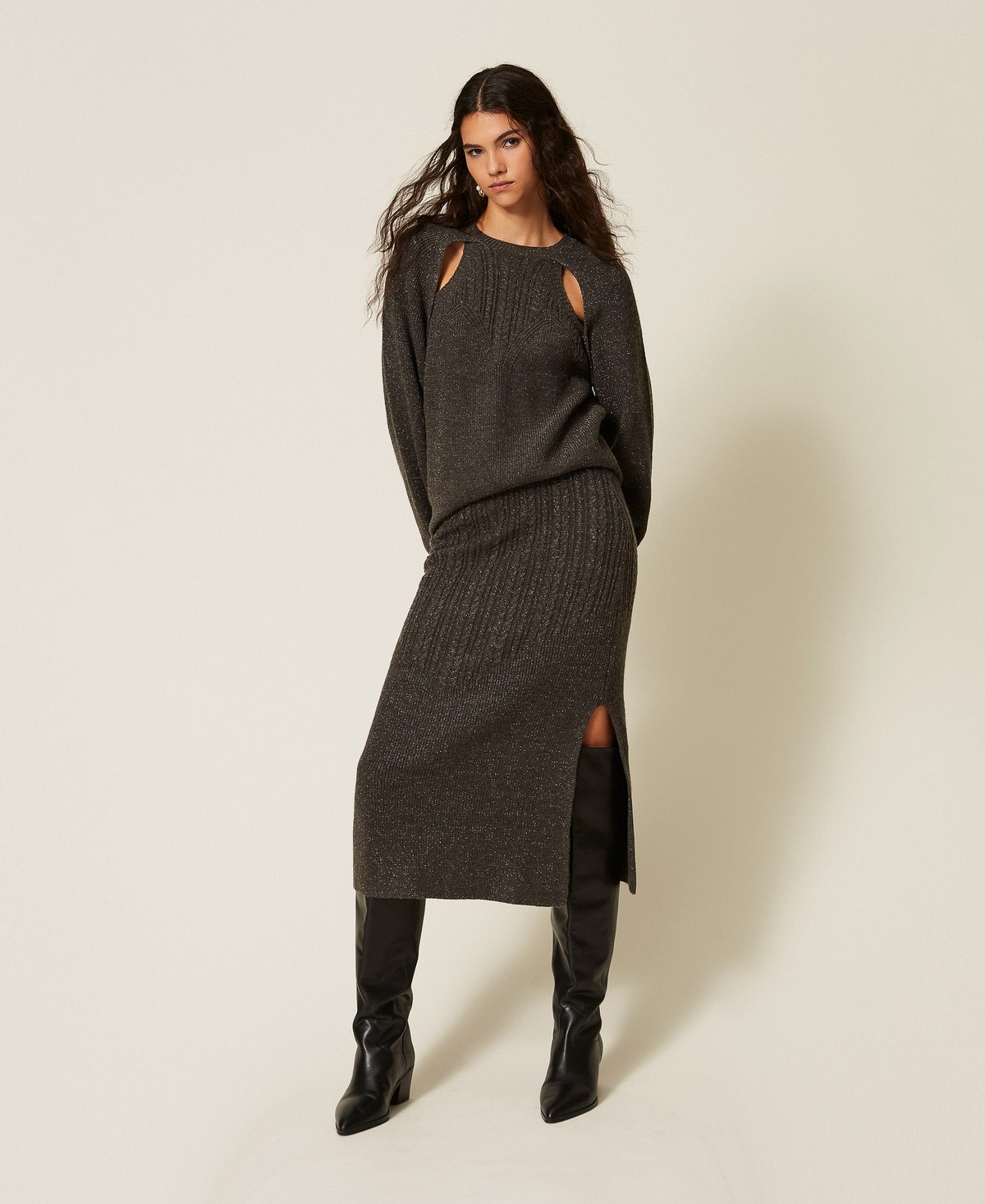 TWINSET · Falda midi de punto con ochos