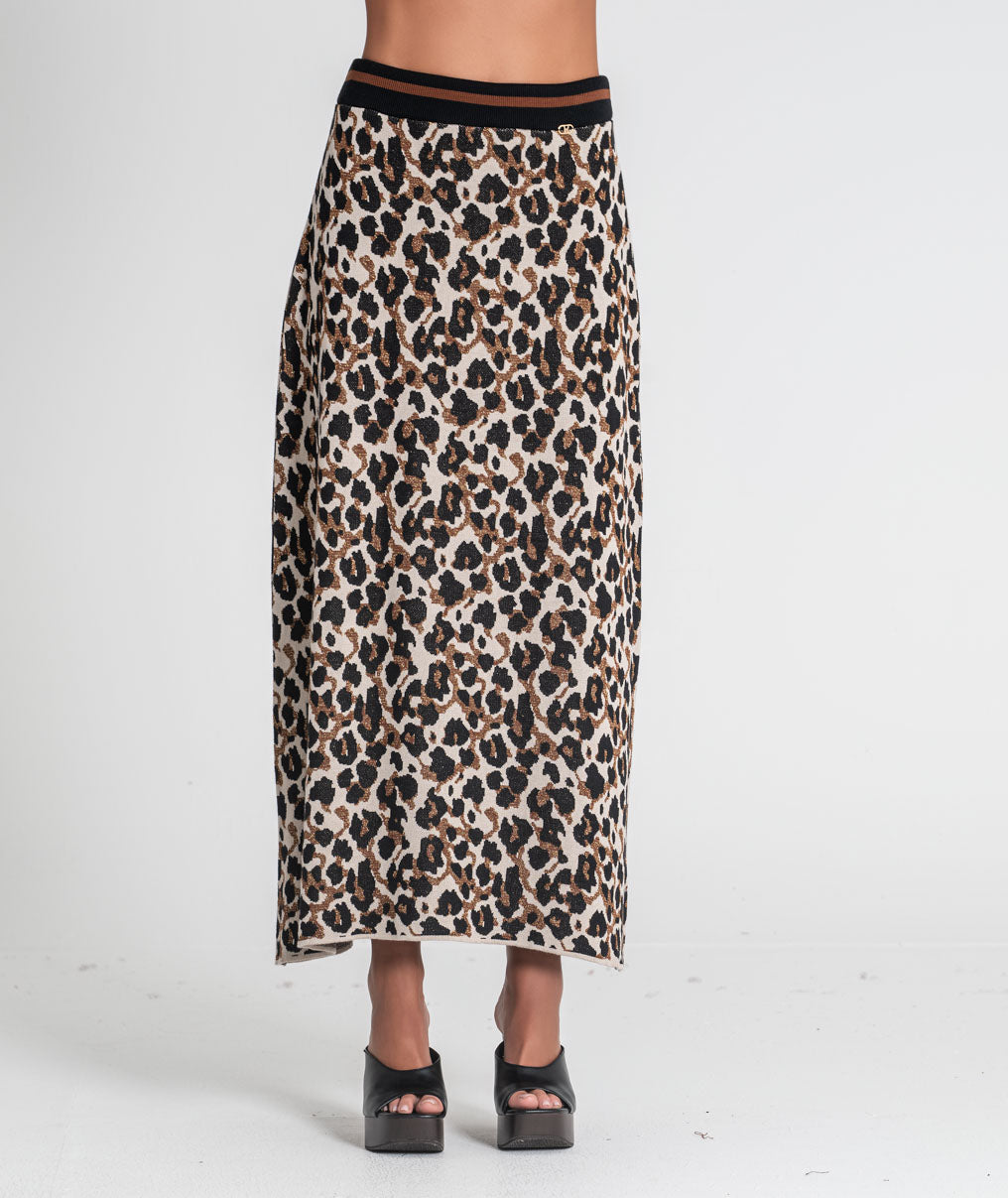 RÜGA · Falda larga animal print