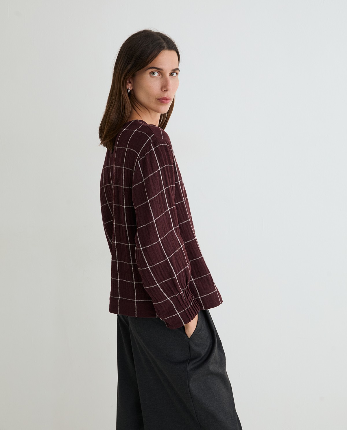YERSE · Camisa de cuadros con pañuelo - Imagen 4