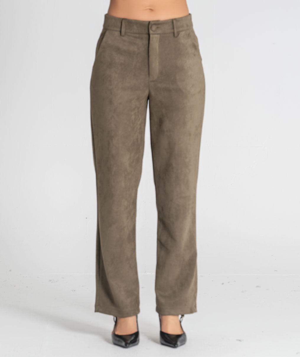 RÜGA · Pantalón recto de antelina