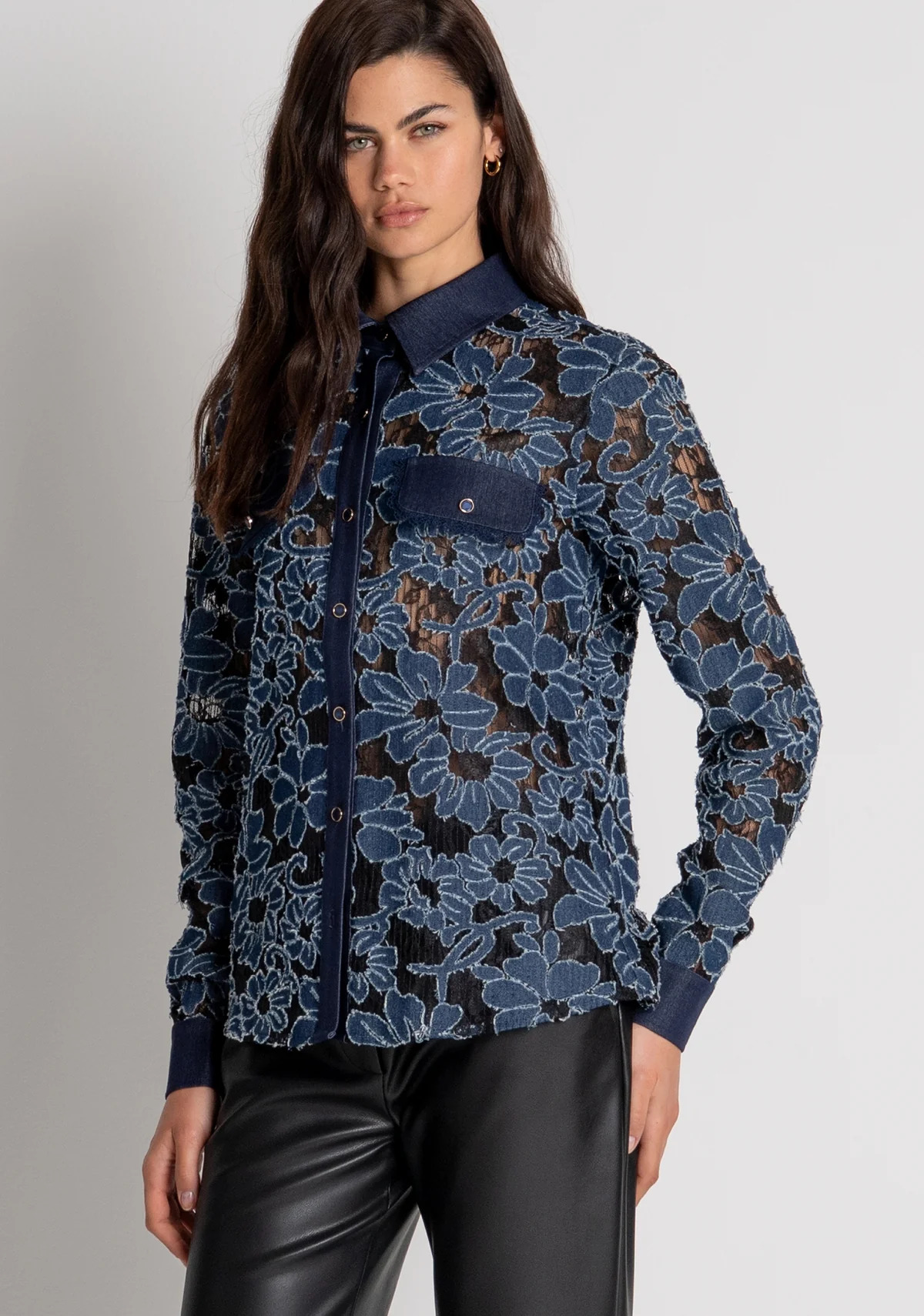 FRACOMINA · Camisa denim con estampado floral - Imagen 2