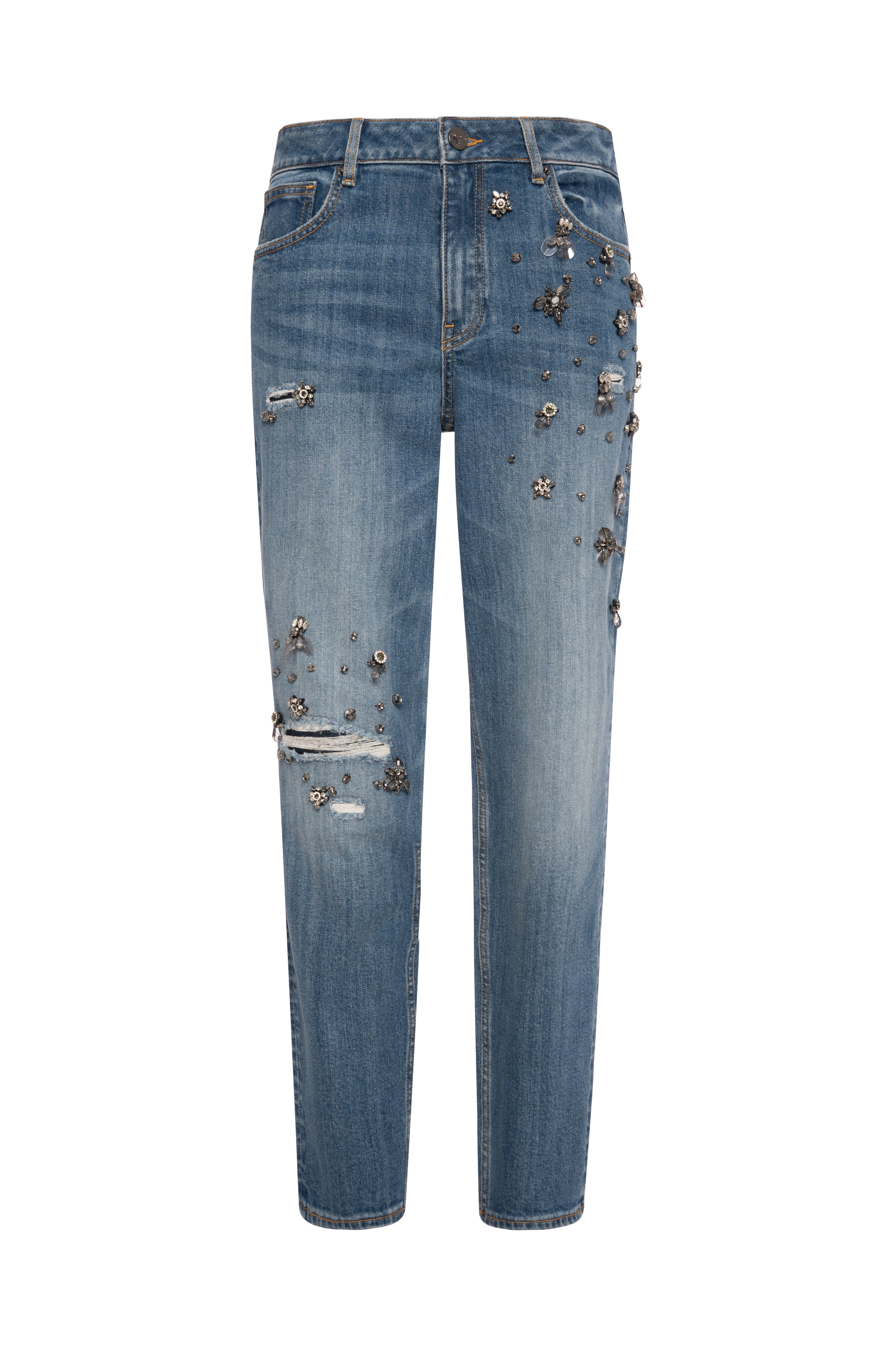 FRACOMINA · Jeans mom fit con joyas