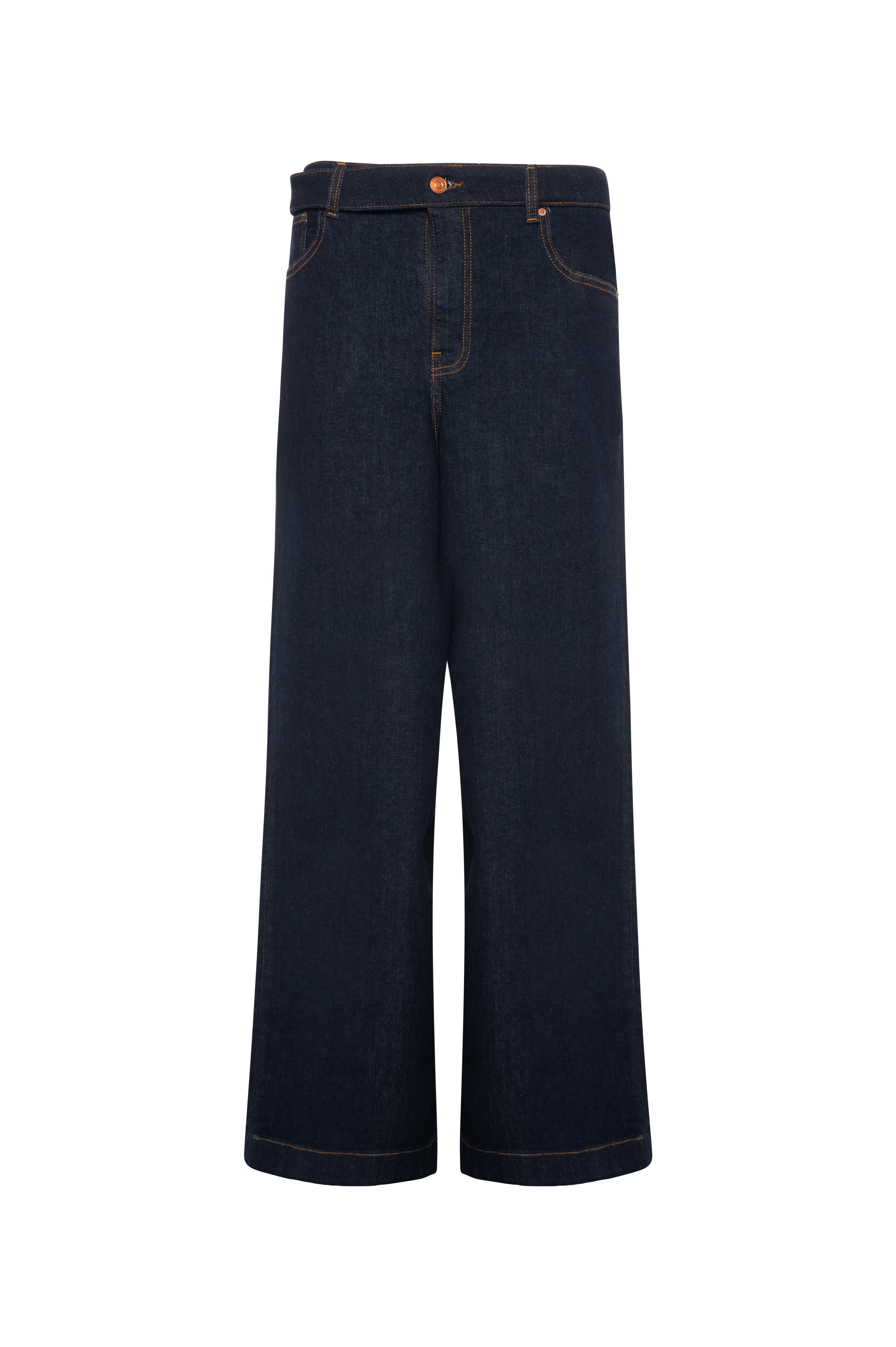 Jeans wide leg made in denim with raw wash