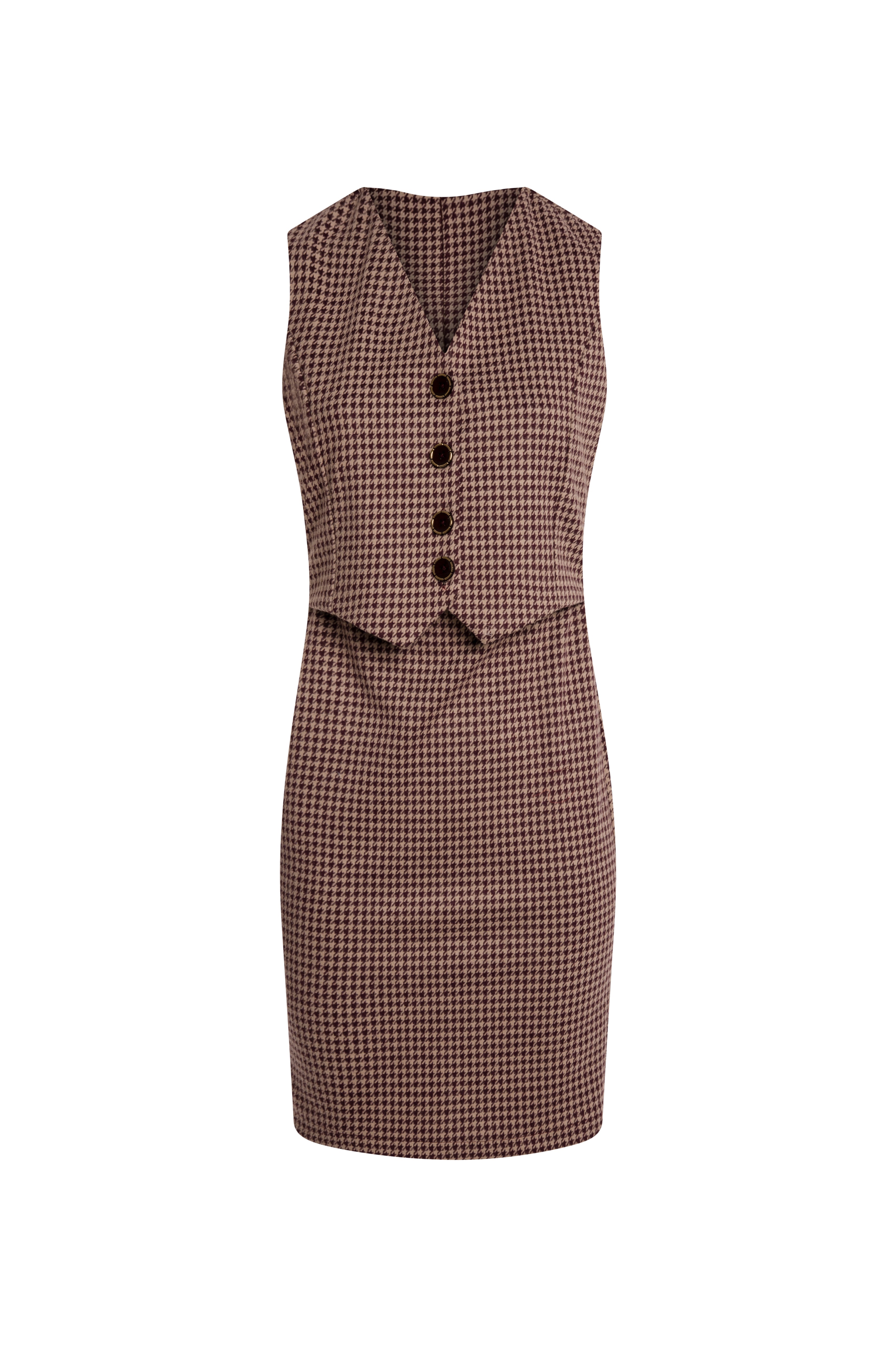 Mini dress slim fit made in pied de poule fabric