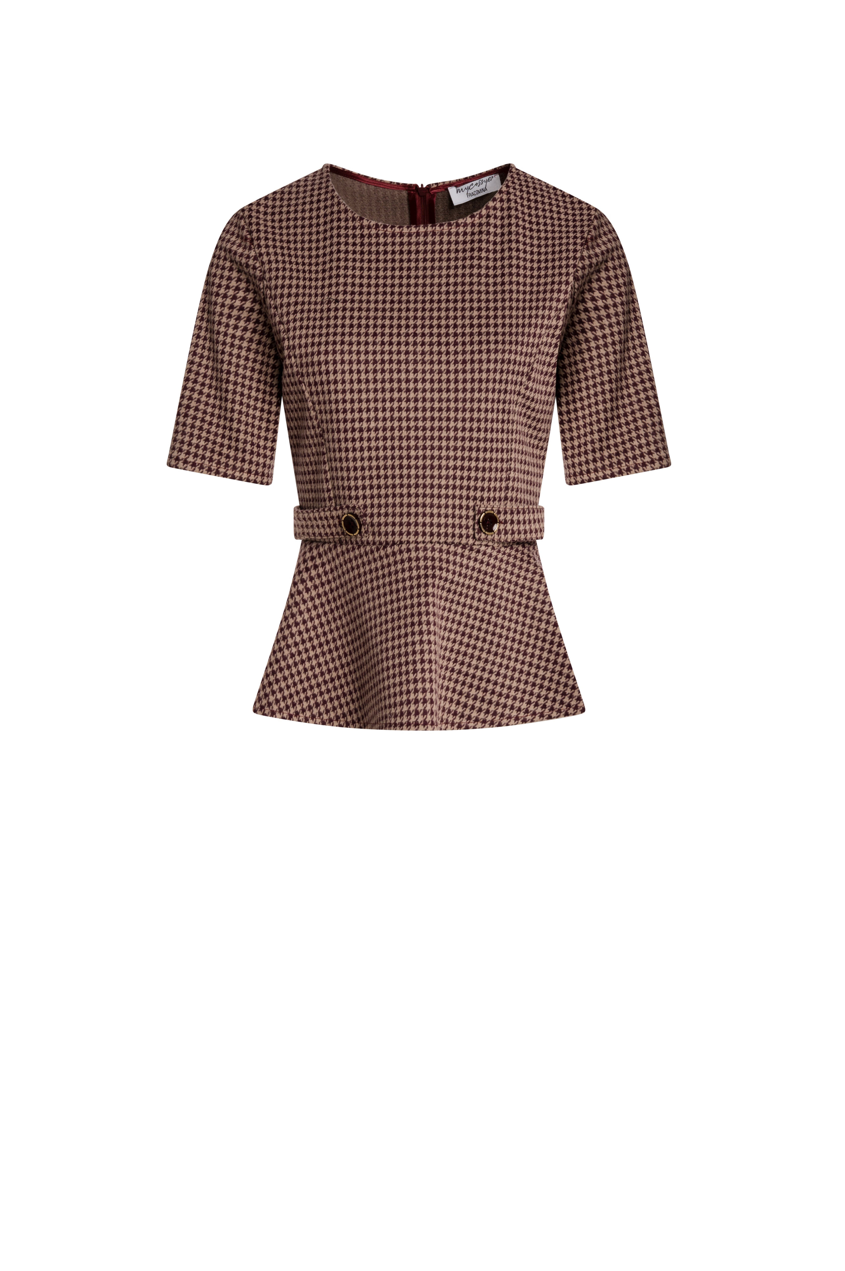 Blouse regular fit made in pied de poule fabric