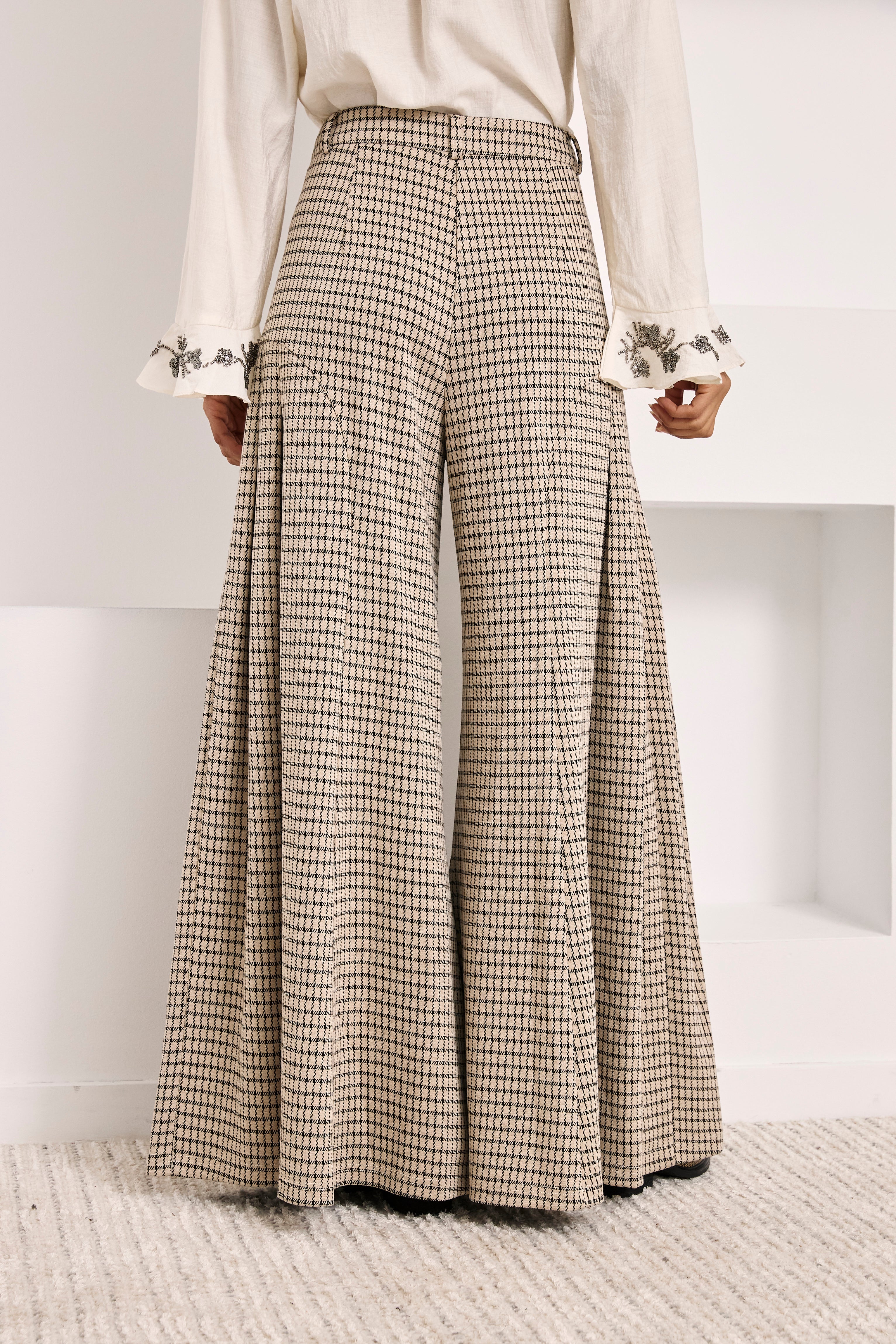 NEKANE · Pantalón palazzo de cuadros bordado - Imagen 2
