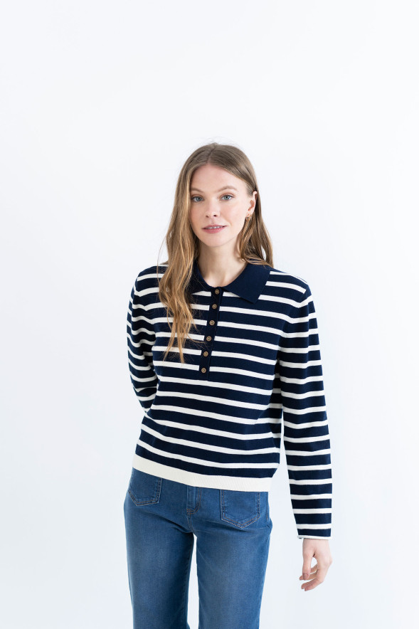 HONGO · Jersey marinero con cuello polo - Imagen 3
