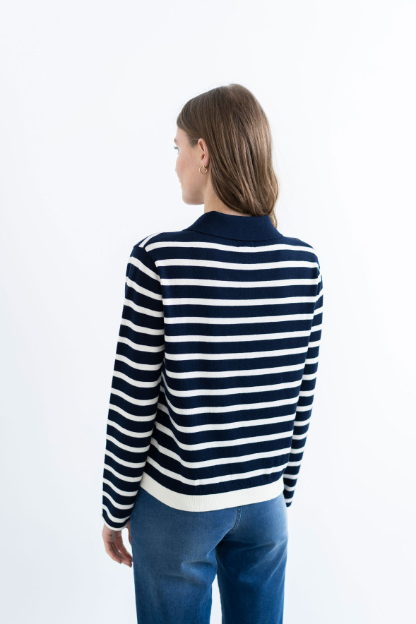 HONGO · Jersey marinero con cuello polo - Imagen 4