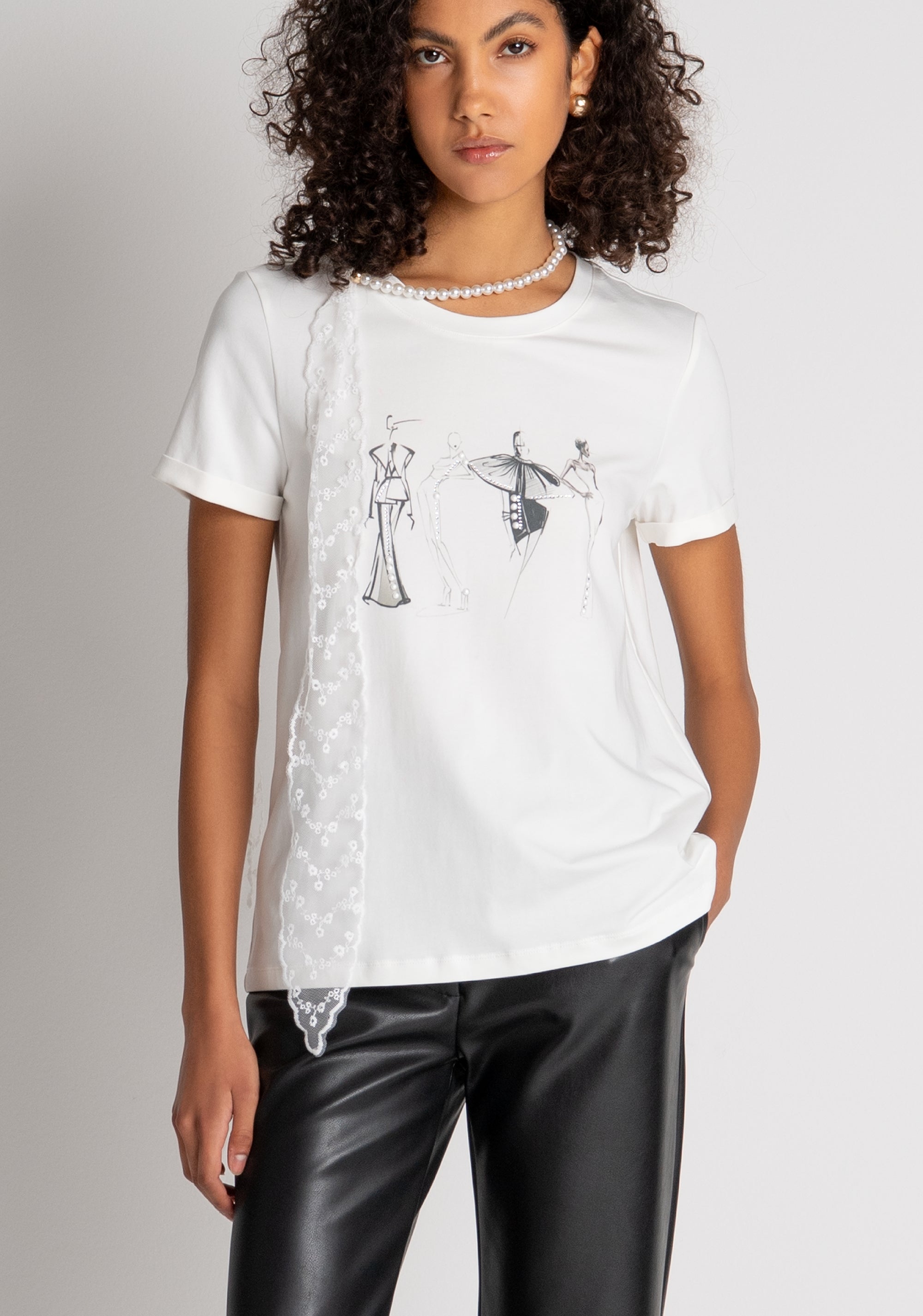 FRACOMINA · Camiseta con collar estampado - Imagen 2