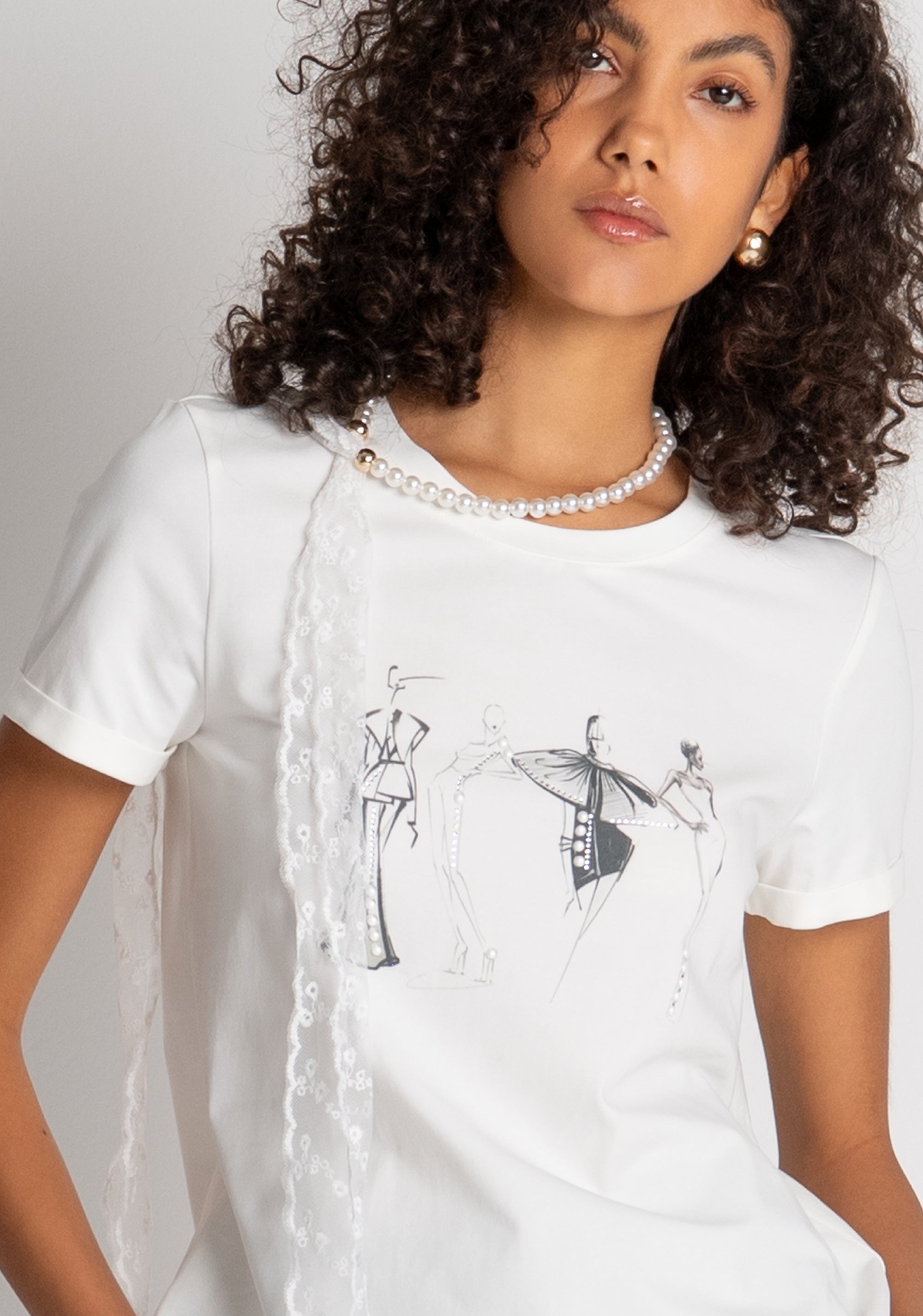 FRACOMINA · Camiseta con collar estampado - Imagen 3
