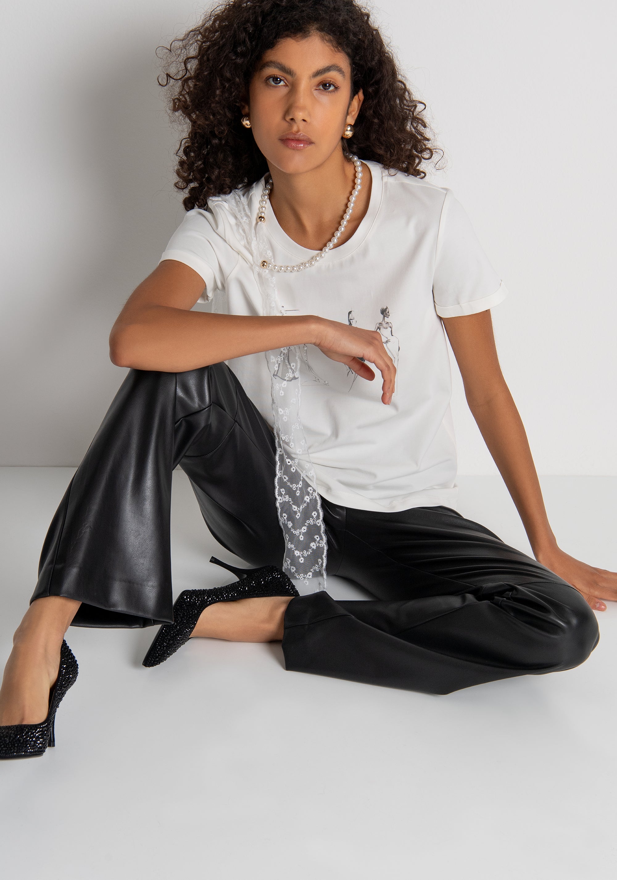 FRACOMINA · Camiseta con collar estampado