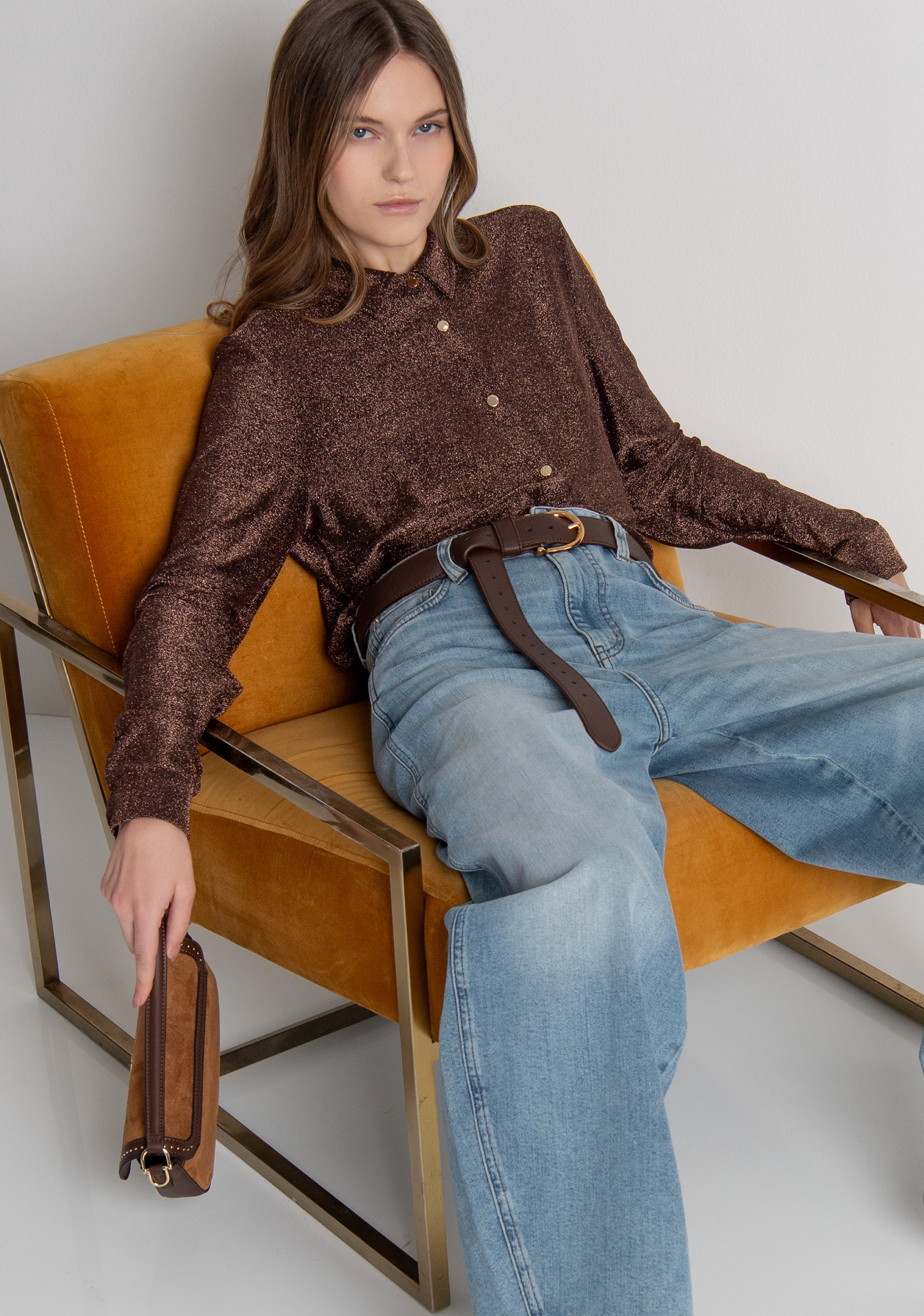 FRACOMINA · Camisa entallada de lúrex