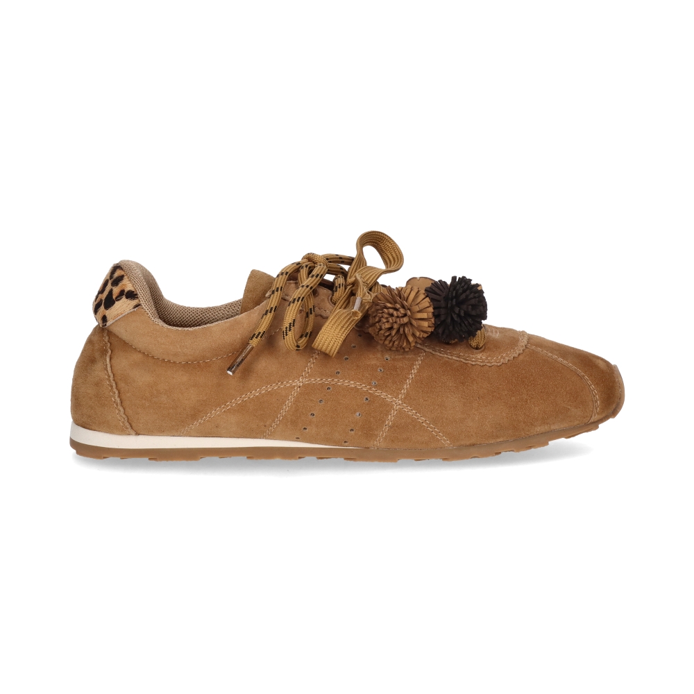 EXÉ Shoes · Sneaker Siena de ante con pompones en marrón